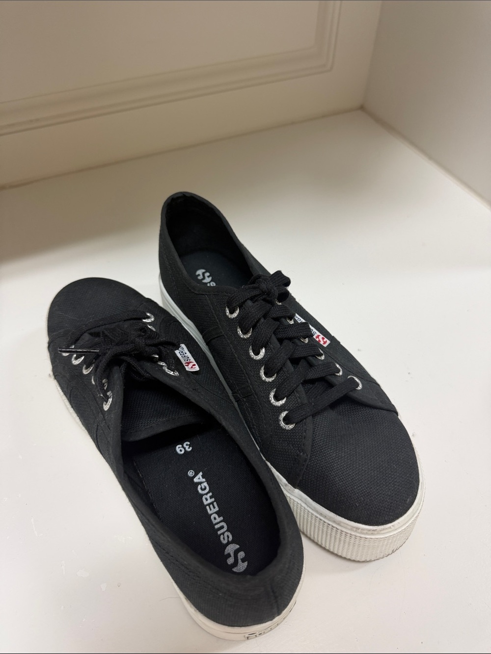 Superga 2750 Cotu Classic Black Canvas Sneakers Women’s Size 8